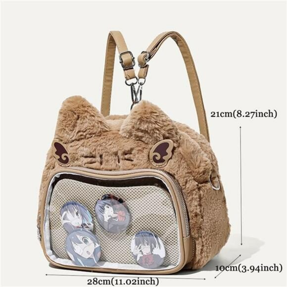 Kawaii cat ita bag pin display backpack furry crossbody y2k cute shoulder purse - Picture 6 of 7